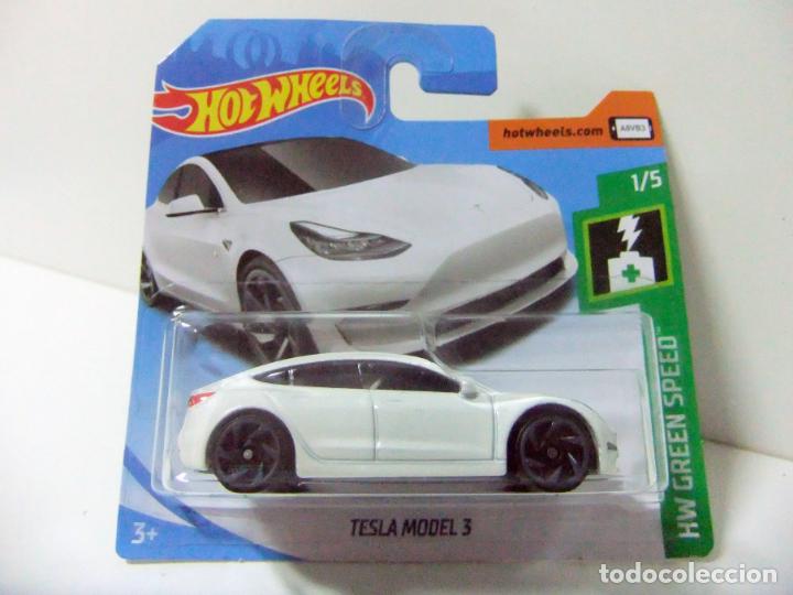 Tesla model 3 blanco - hot wheels mattel hw green speed 2019 coche 1:64 aut...