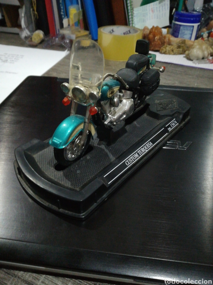 Coches a escala: Moto Guiloy custom turquesa - Foto 1