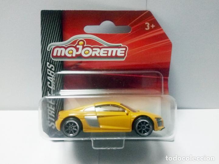 Coches a escala: AUDI R8 V10 MAJORETTE STREET CARS N&ordm; 237F ESCALA 1:58 - COCHE AUTO JUGUETE AMARILLO 1:64 APROX.