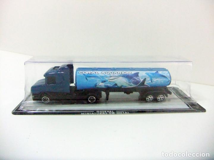 Coches a escala: CAMI&Oacute;N SCANIA 124L 400 TRAILER CISTERNA CORAL AQUARIUM - GUISVAL ESCALA 1:87 JUGUETE CUBA DELFINES