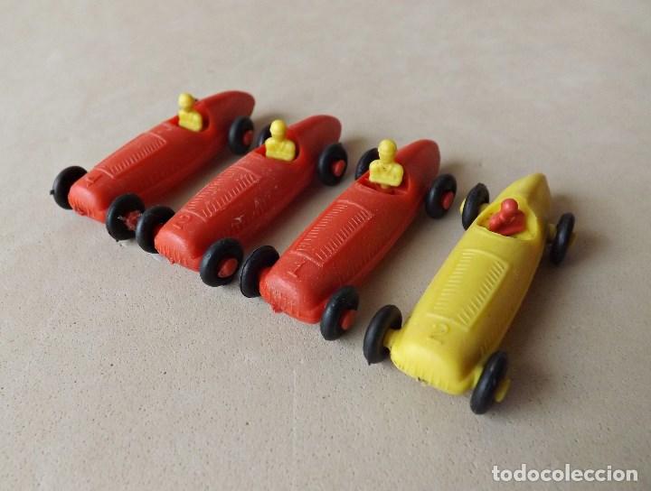 Coches a escala: 4 ANTIGUOS COCHES DE CARRERA MINIATURA