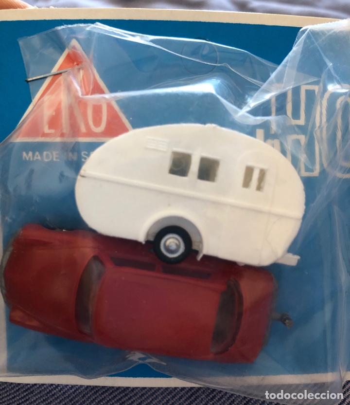Coches a escala: R&eacute;plica miniatura Citroen DS con remolque roulotte a estrenar. Escala HO 1:87 Eko