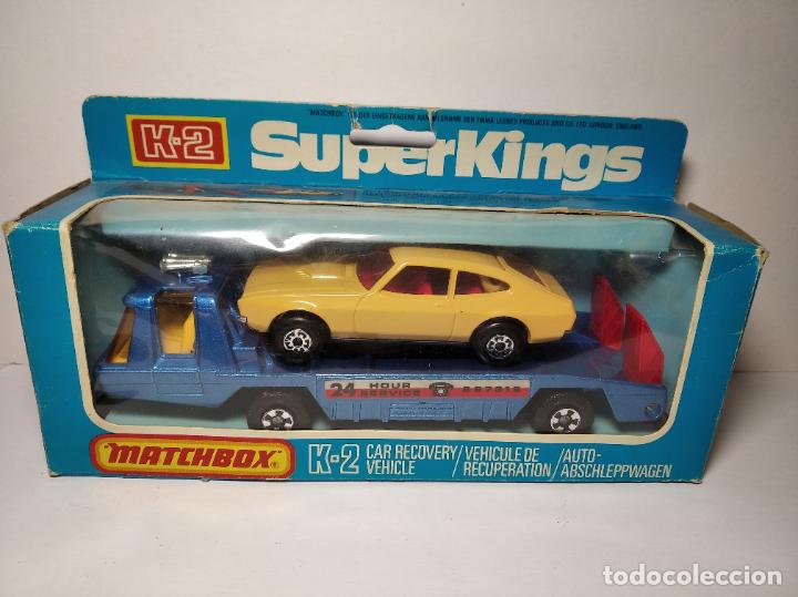 Auto in scala: MACHTBOX SUPER SPEED KINGS K-2 TRANSPORTE COCHES,RECOVERY VEHICLE CON FORD CAPRI NUEVO EN SU CAJA
