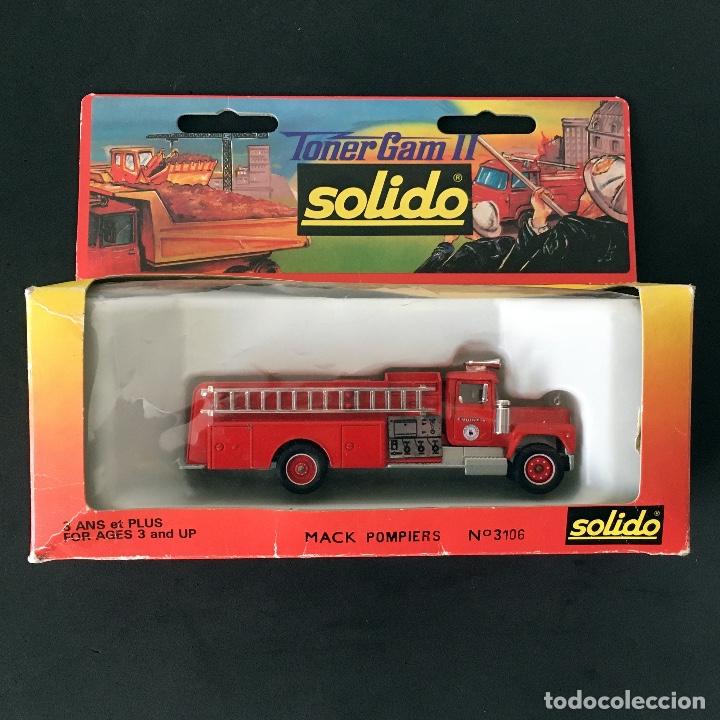 Carros em escala: CAMI&Oacute;N BOMBEROS MACK POMPIERS - MARCA SOLIDO REF 3106 - ESCALA 1:60 - EN CAJA ORIGINAL
