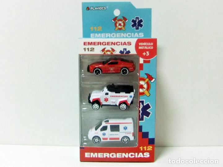 Modellautos: SET 3 COCHES EMERGENCIAS 112 PLAYJOCS GT-8067 ESCALA 1:64 APROX COCHE BOMBEROS AMBULANCIA TOY PACK