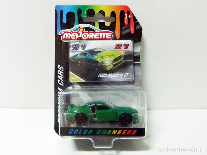 Coches a escala: FORD MUSTANG GT MAJORETTE COLOR CHANGERS REF. N&ordm; 204C-3 PREMIUM CARS COCHE 1:64 APROX TOY CAR GREEN
