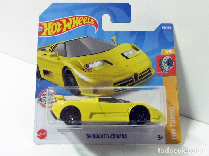 Hot Wheels '94 Bugatti EB110 SS Die-Cast Car – 1:64 Scale Yellow Supercar, Turbo Series 5/10