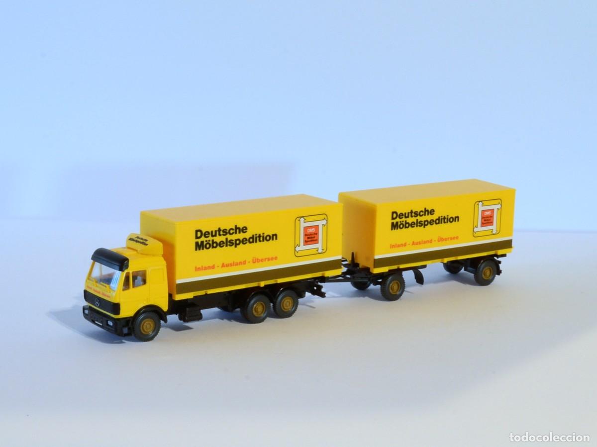 Coches a escala: Wiking Escala 1:87 H0 Mercedes Benz SK con Remolque Deutsche M&ouml;belspedition Impecable con Caja