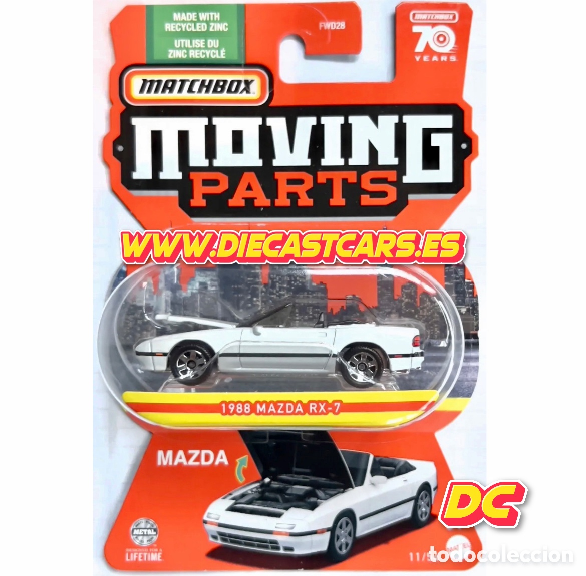 Coches a escala: Matchbox Moving Parts 1988 MAZDA RX-7 1:64