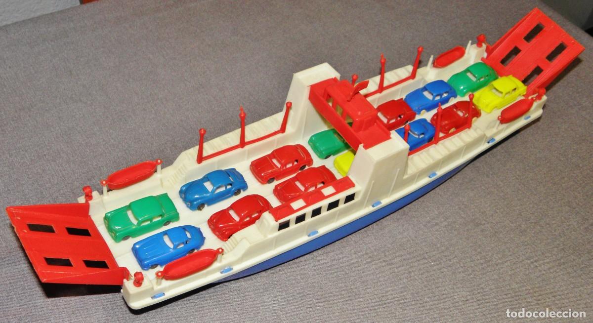 Carros em escala: Barco Ferry de coche Eldon vintage de pl&aacute;stico a&ntilde;os 60 n.&ordm; 915 con coches
