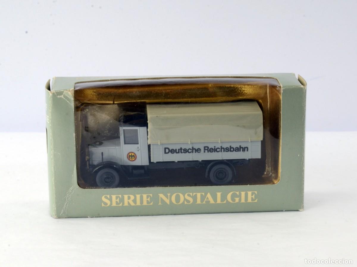 Coches a escala: Roskopf Escala H0 1:87 1006 Cami&oacute;n Mercedes Benz L5 1931 Deutsche Reichsbahn con Caja