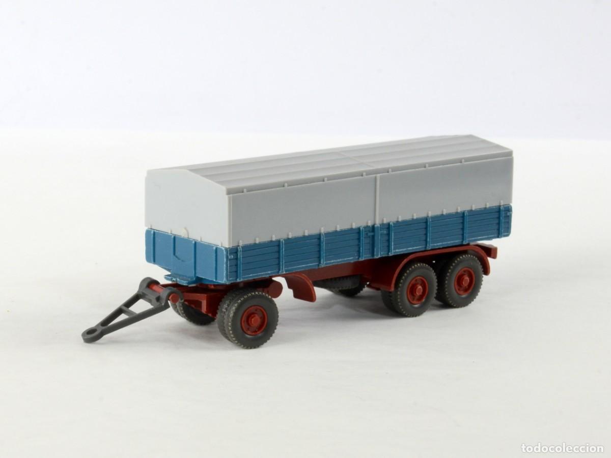 Coches a escala: Wiking Escala 1:87 H0 Antiguo Remolque 40d Tres Ejes Ruedas Gemelas Azul 1969 - 79