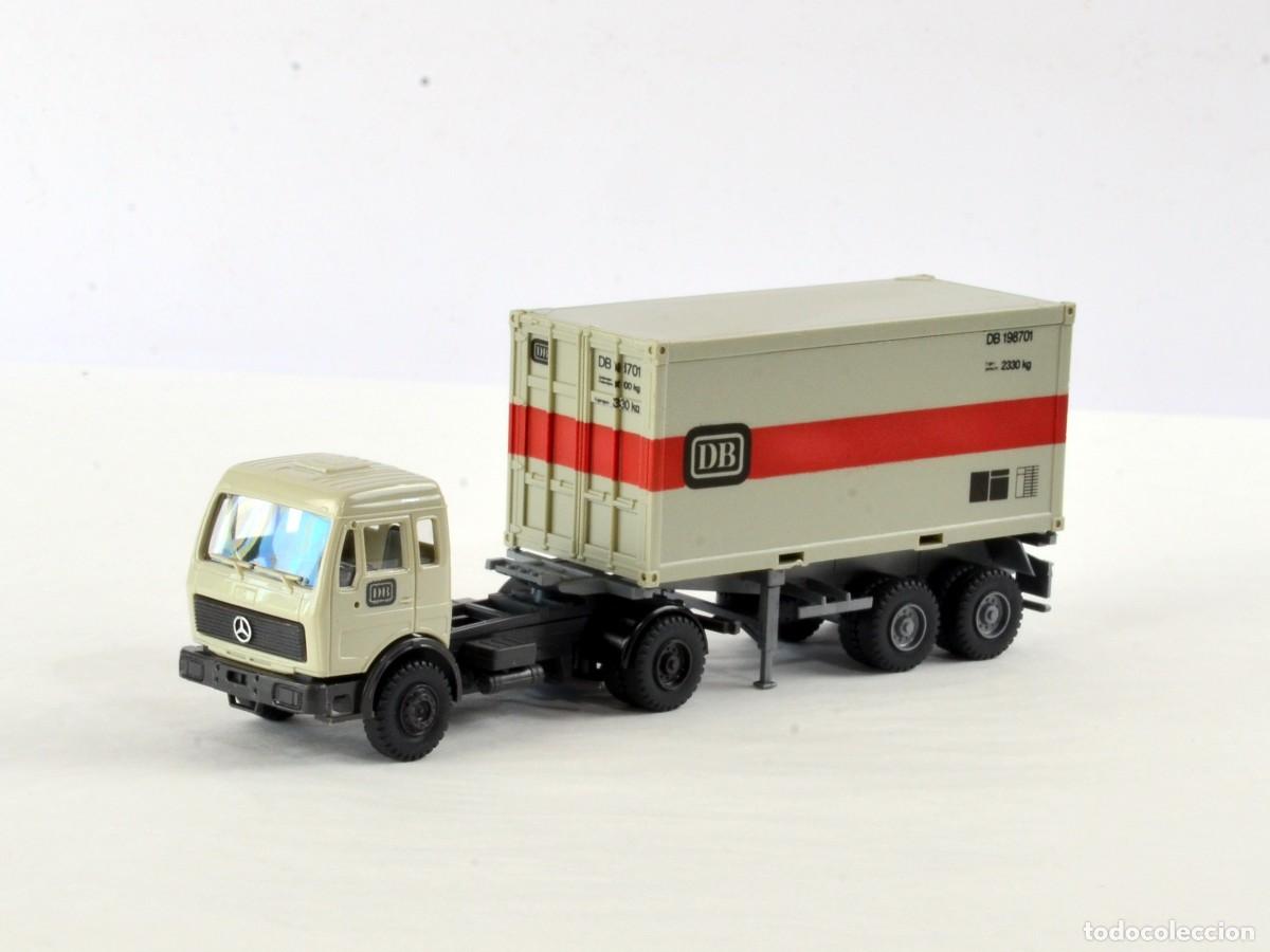 Coches a escala: Roskopf Escala 1:87 H0 Cami&oacute;n Articulado Mercedes Benz NG con Contenedor DB Impecable con Caja
