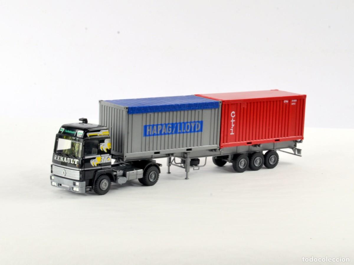 Coches a escala: Roskopf Escala 1:87 H0 Cami&oacute;n Articulado Renault R370 Contenedores Impecable con Caja