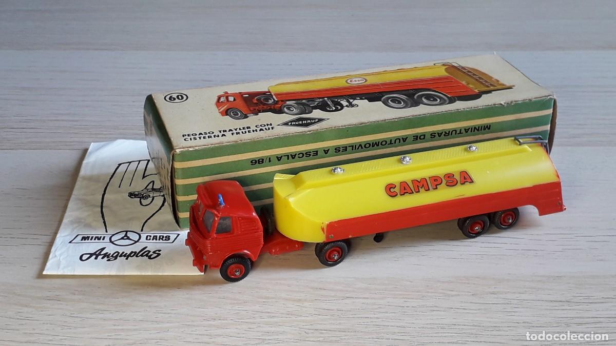 Coches a escala: Pegaso Cisterna Campsa # 60, esc. 1/86 H0 1/87, Anguplas Minicars Mini-cars Spain, original 1960.