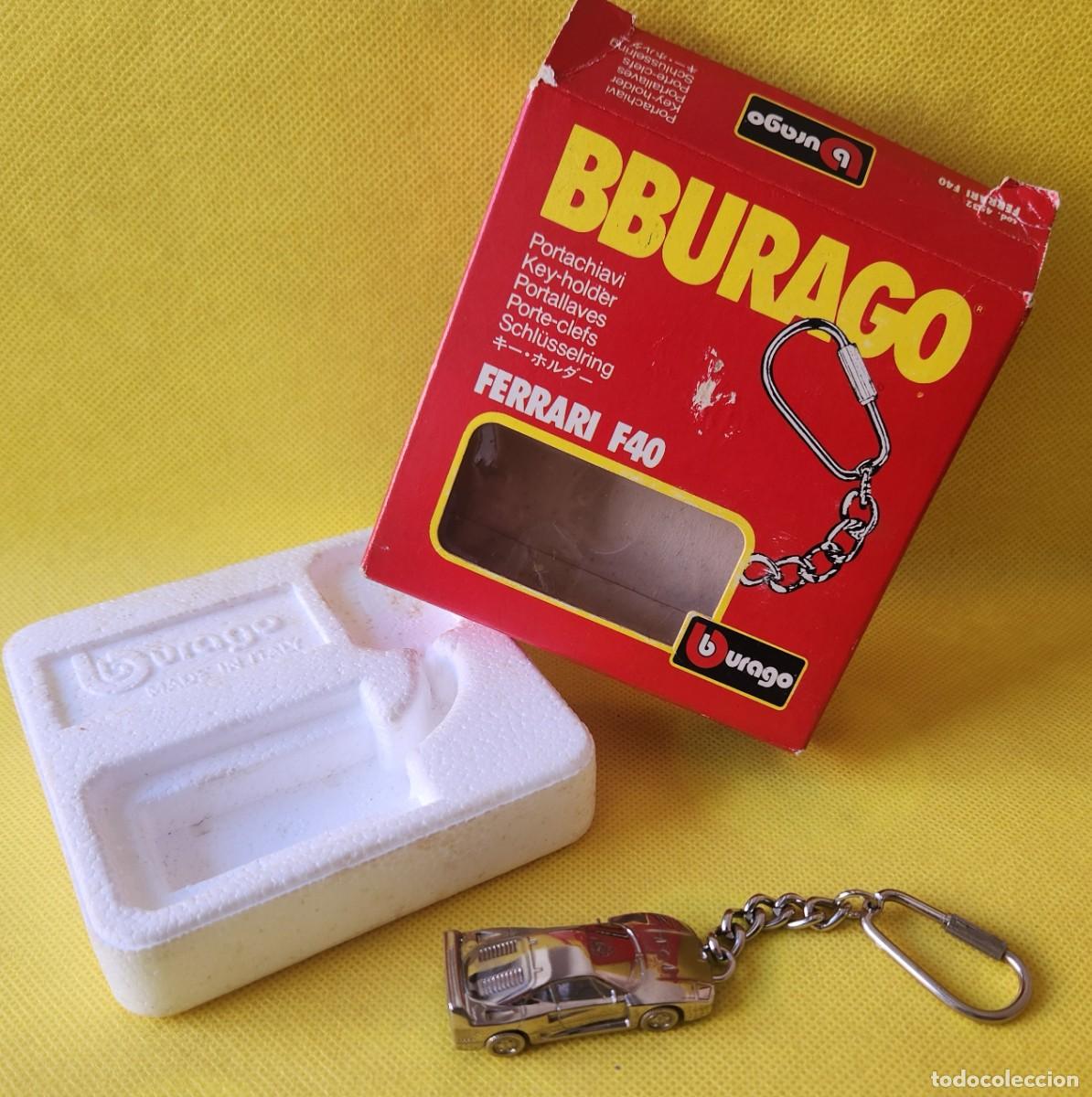Coches a escala: FERRARI F40 - Burago llavero met&aacute;lico ITALIA 1983 - PORTA LLAVES cod. 4563