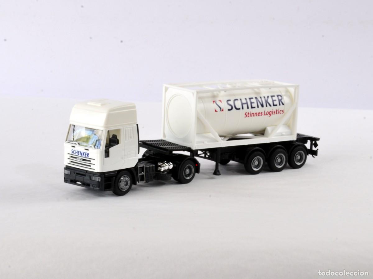 Coches a escala: Albedo Escala 1:87 H0 Cami&oacute;n Art Cisterna Iveco Schenker Stinnes Logistics Impecable con Caja