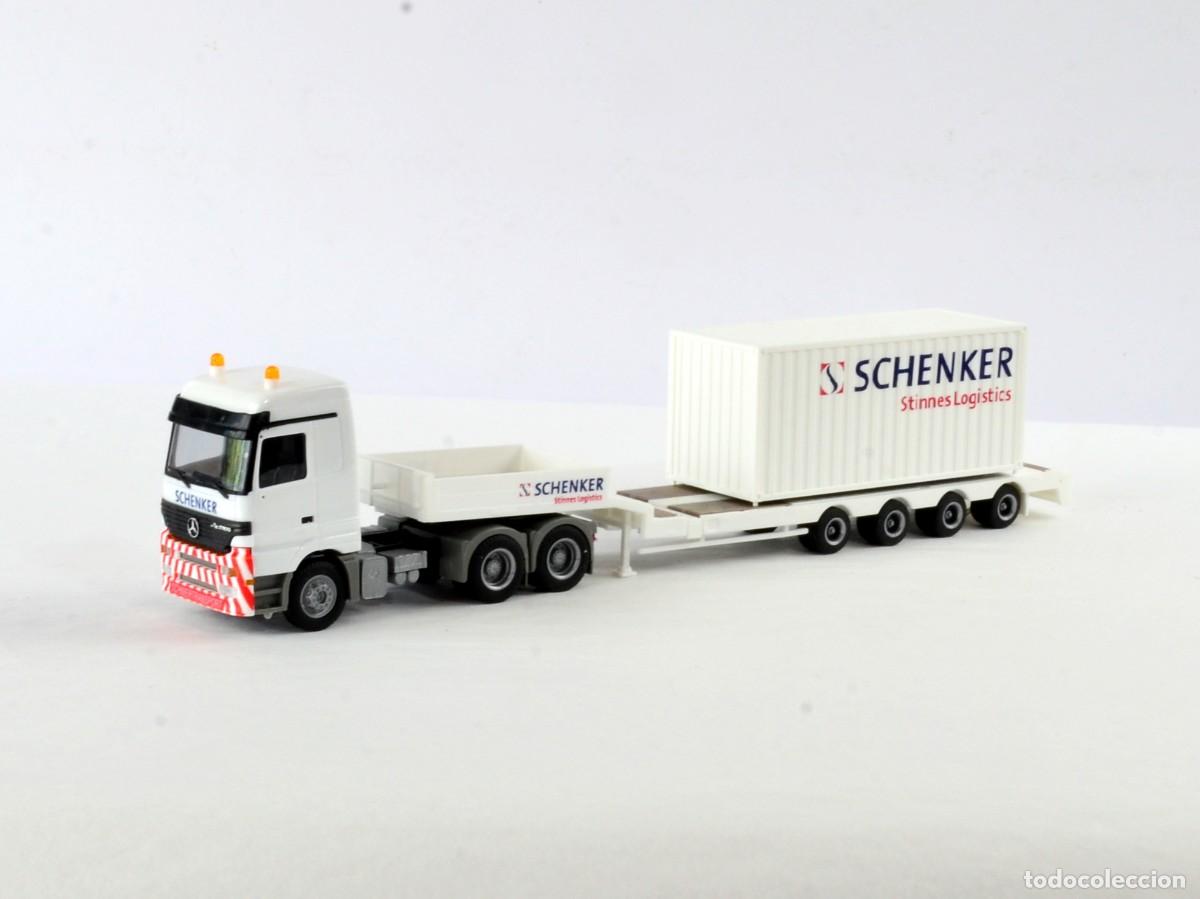 Coches a escala: Albedo Escala 1:87 H0 Mercedes Benz Actros Cama Baja Schenker Stinnes Logistics Impecable con Caja