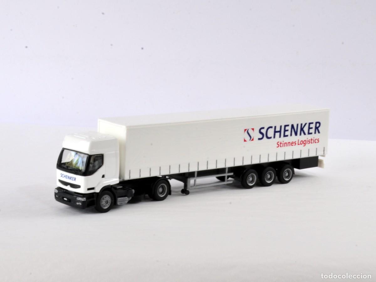 Coches a escala: Albedo Escala 1:87 H0 Cami&oacute;n Ariculado Renault Premium Schenker Stinnes Logistics Impecable con Caja