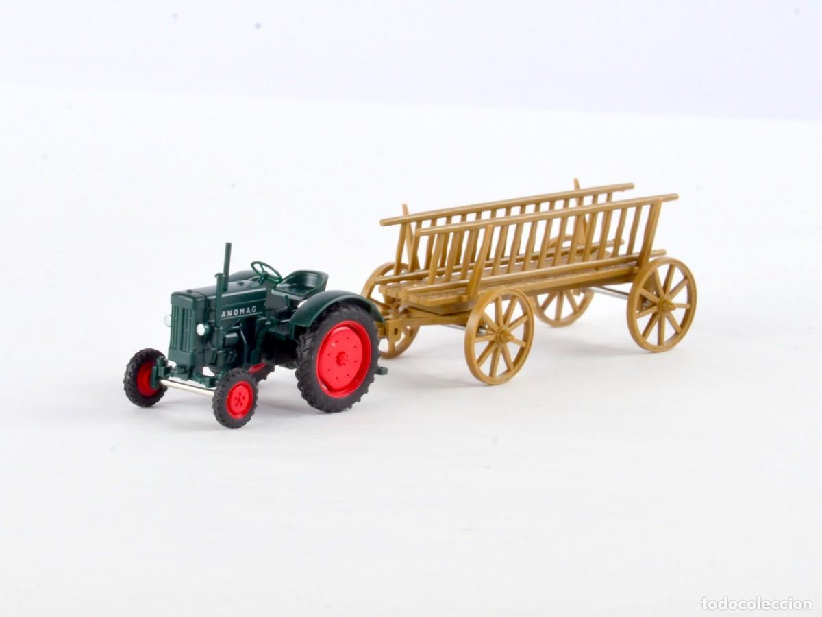 Coches a escala: Wiking Escala 1:87 H0 Tractor Hanomag con Carro de Adrales Impecable