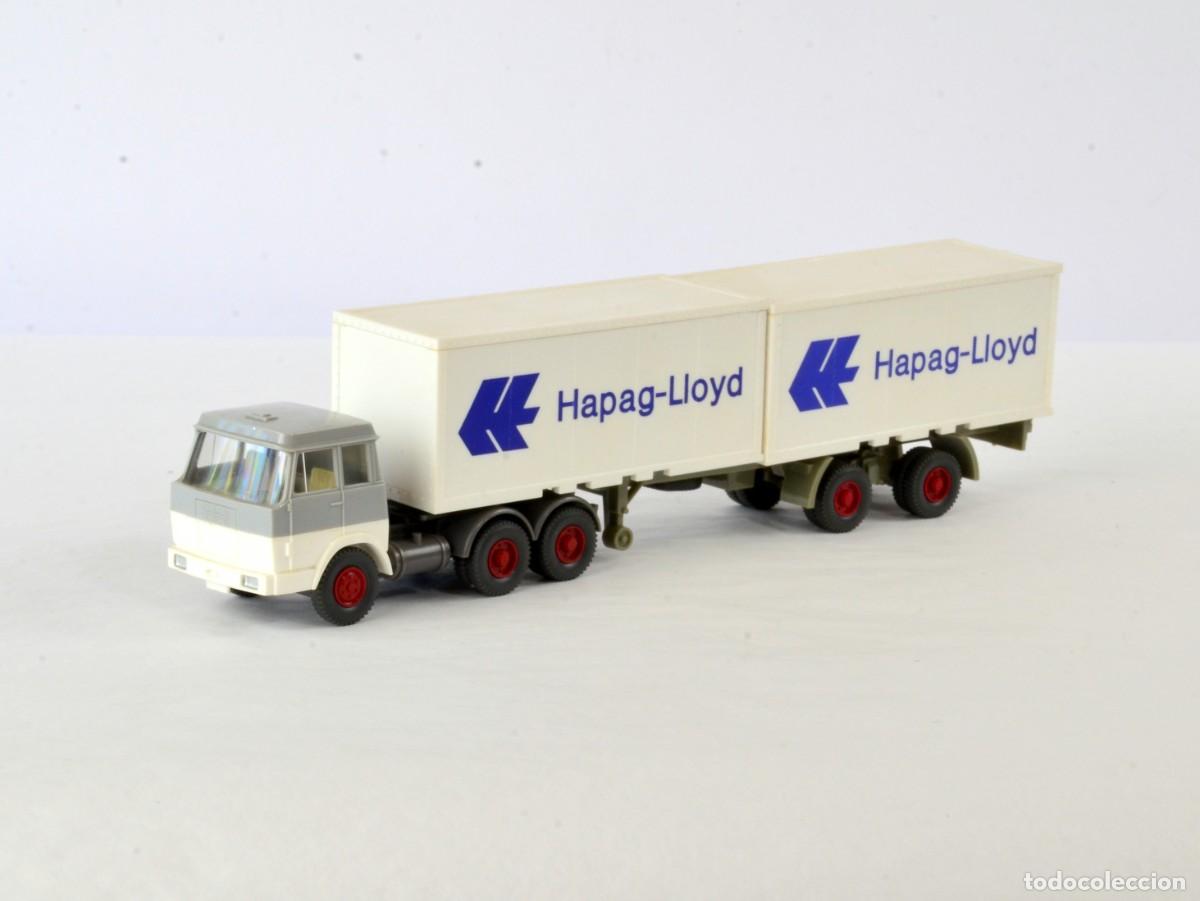 Coches a escala: Wiking Escala 1:87 H0 Antiguo Cami&oacute;n Articulado Hanomag Henschel Hapag-Lloyd 1970 - 74