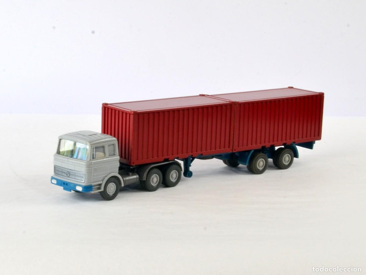 Coches a escala: Wiking Escala 1:87 H0 Antiguo Cami&oacute;n Articulado Mercedes Benz LP2223 Contenedores 1971 - 73