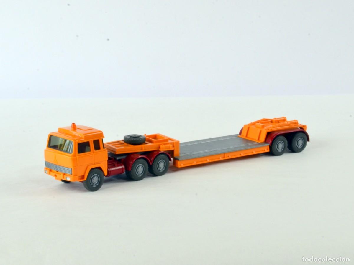 Coches a escala: Wiking Escala H0 1:87 Antiguo Cam&iacute;on Articulado G&oacute;ndola Magirus Deutz 235D Naranja 1972 - 76