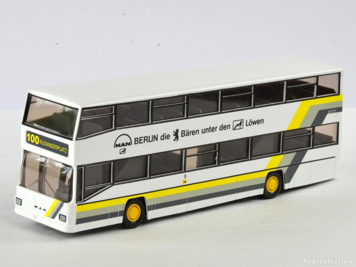 Coches a escala: Wiking Escala 1:87 H0 Autob&uacute;s Doble Piso MAN D89 Impecable con Caja