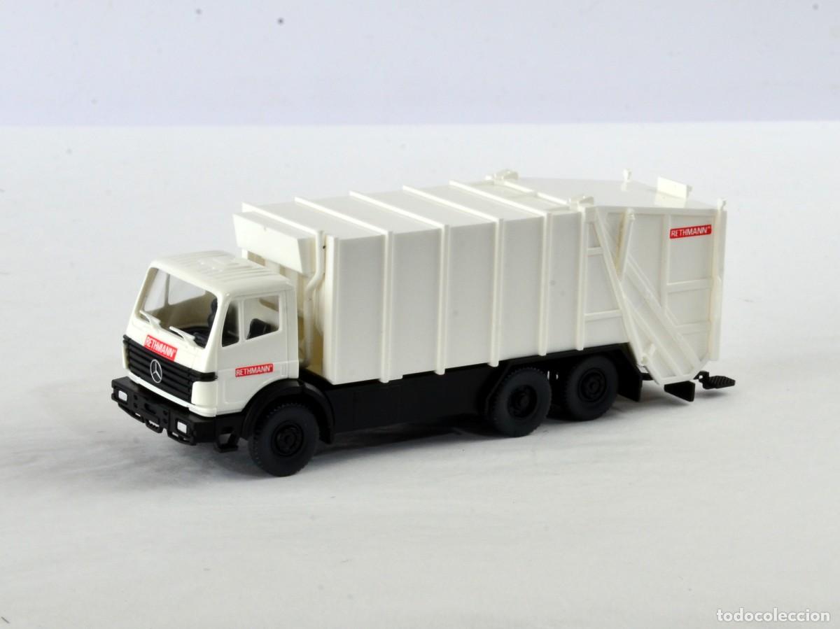 Modellautos: Wiking Escala 1:87 H0 Cami&oacute;n de la Basura Compactador Mercedes Benz SK Rethmann Impecable con Caja