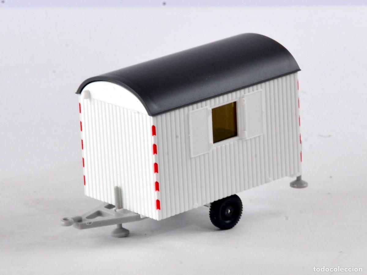 Coches a escala: Wiking Escala H0 1:87 Remolque de Obras Blanco Impecable con Caja