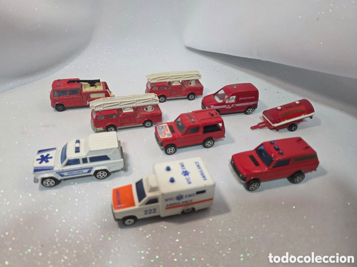 Coches a escala: Lote 9 veh&iacute;culos emergencias majorette