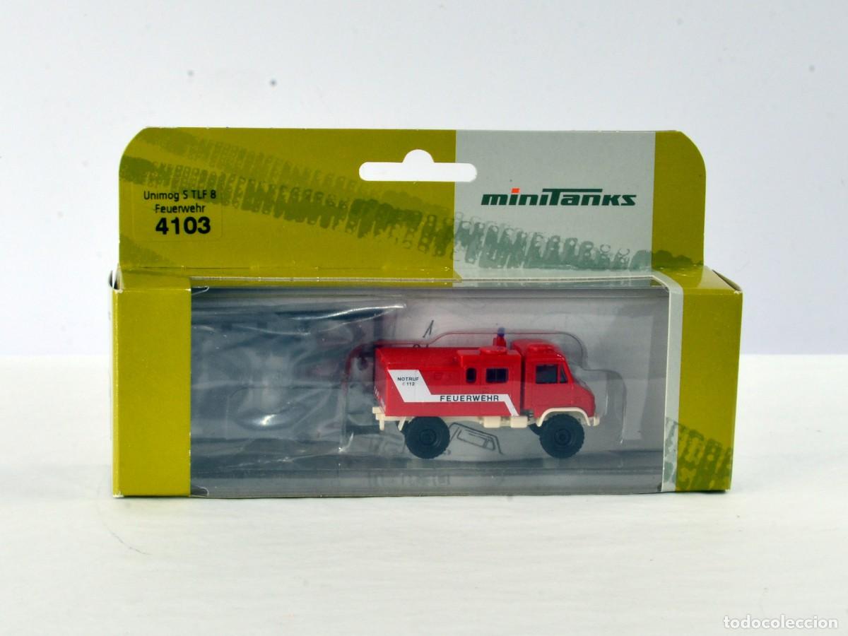 Coches a escala: Herpa Minitanks Escala 1:87 H0 4103 Unimog S Bomberos TLF8 Impecable con Caja