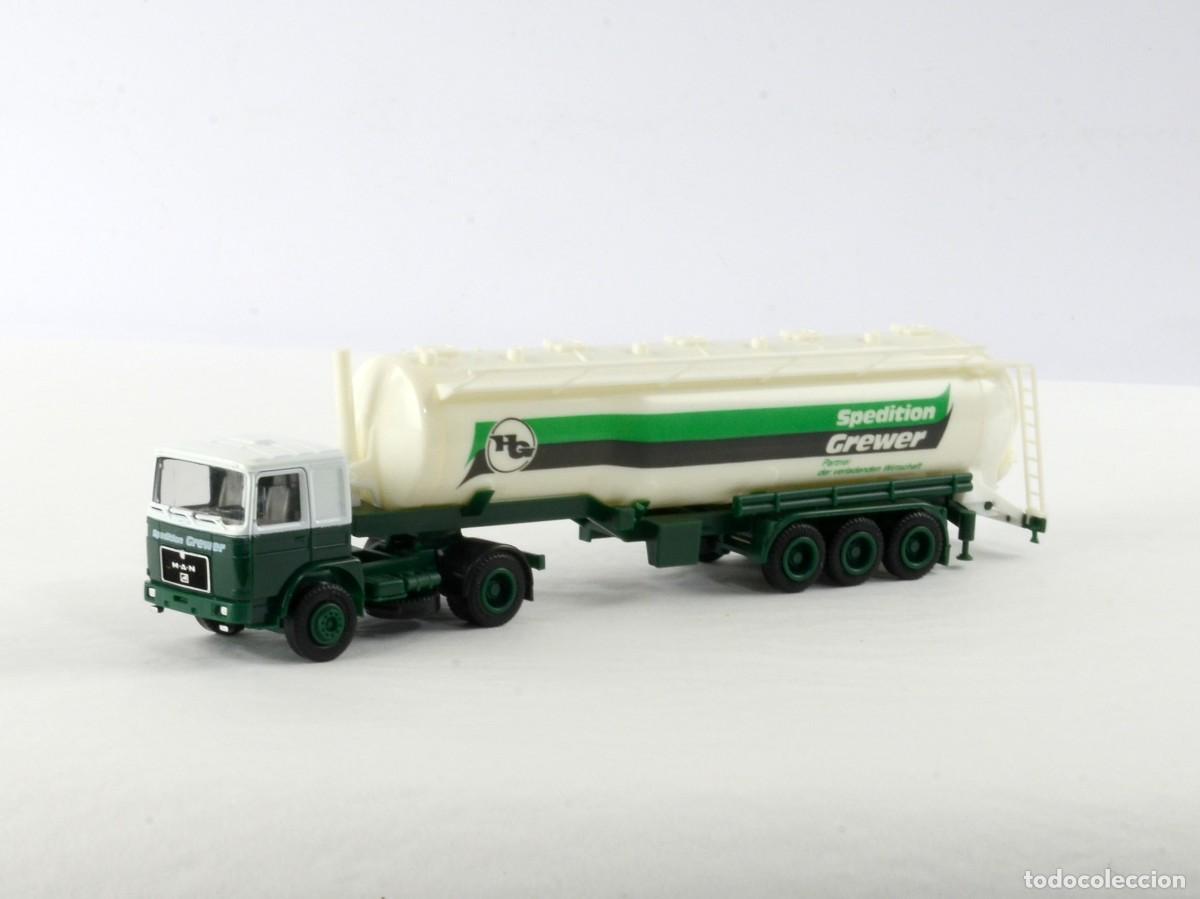 Coches a escala: Herpa Escala 1:87 H0 Cami&oacute;n Articulado Silo MAN F8 Spedition Grewer