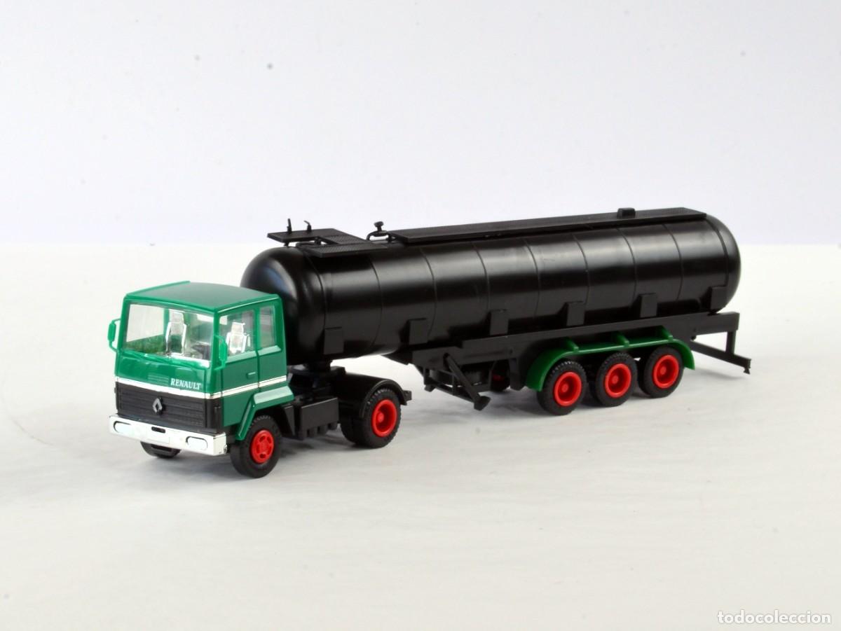 Coches a escala: Herpa Escala 1:87 H0 Cami&oacute;n Articulado Cisterna Bitumen Renault R350 Impecable con Caja