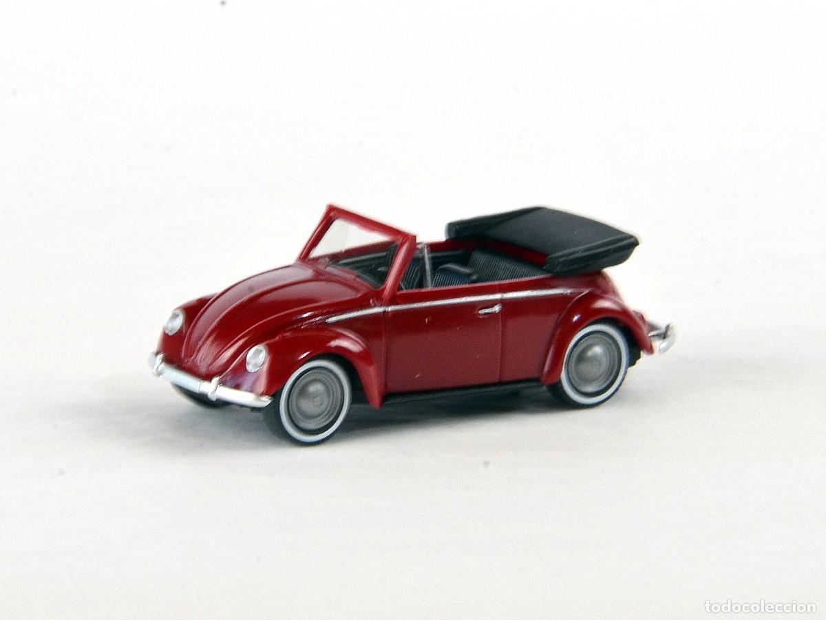Coches a escala: Wiking Escala 1:87 H0 Volkswagen 1200 Cabrio Burdeos Impecable con Caja