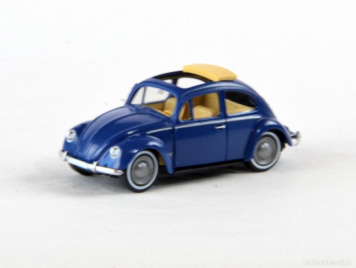 Coches a escala: Wiking Escala 1:87 H0 Volkswagen 1200 Techo Solar Azul Impecable con Caja