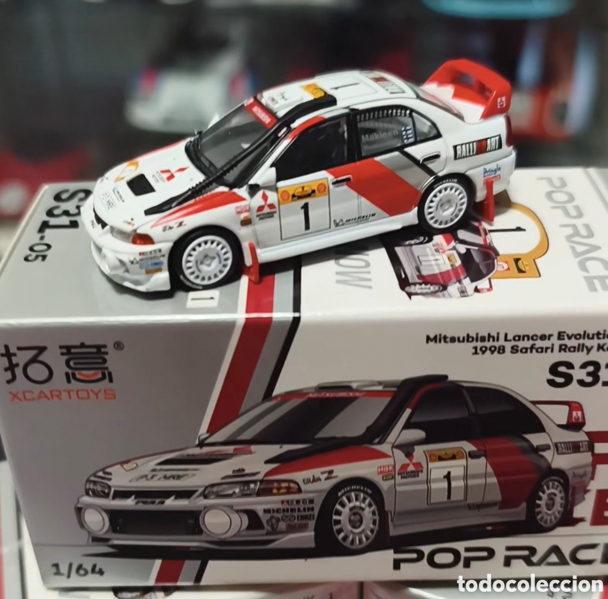 Coches a escala: Rally. Mitsubishi Lancer Evo 4. T.Makkinen-Kenia 1998. Poprace 1/64. Leer bien descripci&oacute;n