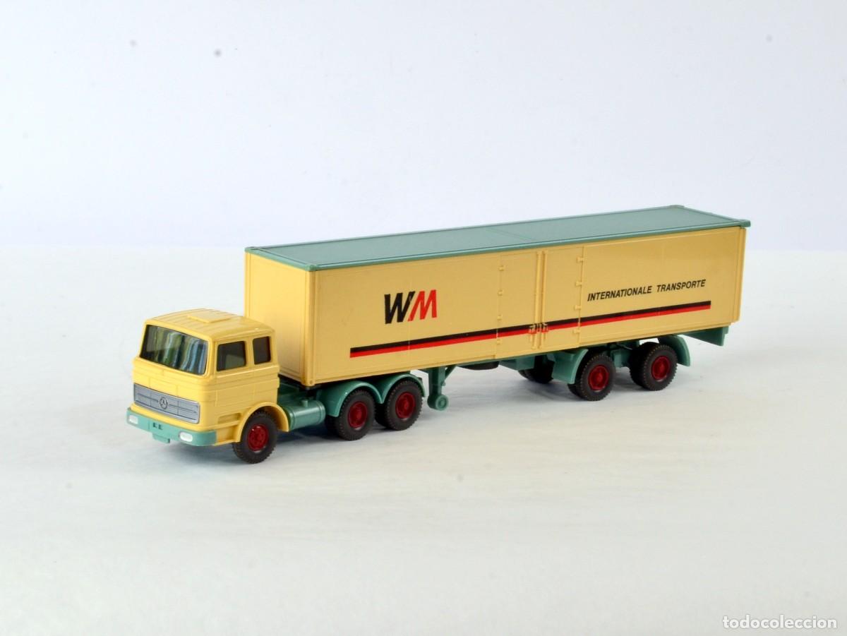 Coches a escala: Wiking Escala 1:87 H0 Antiguo Camion Articulado Mercedes Benz LP2223 WM Internationale Transporte