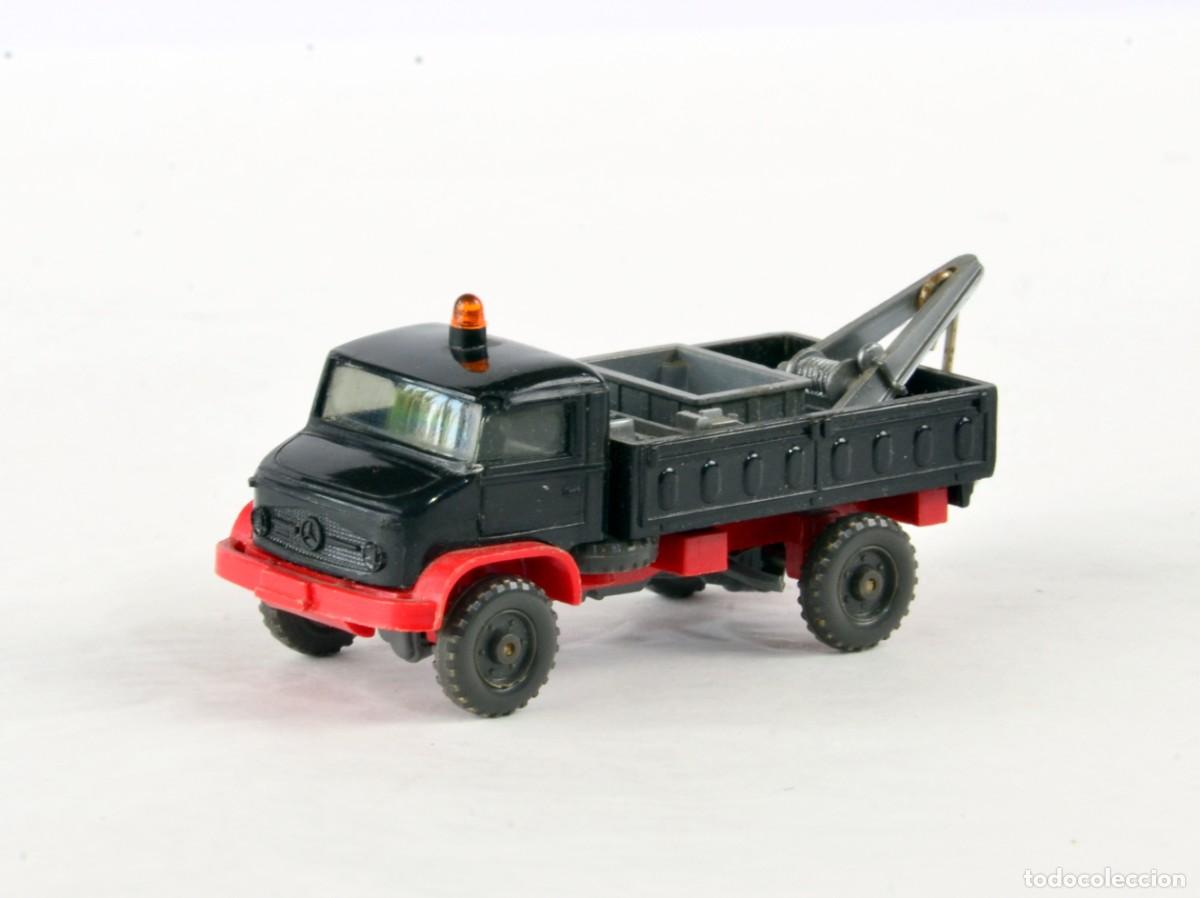 Coches a escala: Wiking Escala 1:87 H0 Antiguo Unimog S Gr&uacute;a 1965 - 74