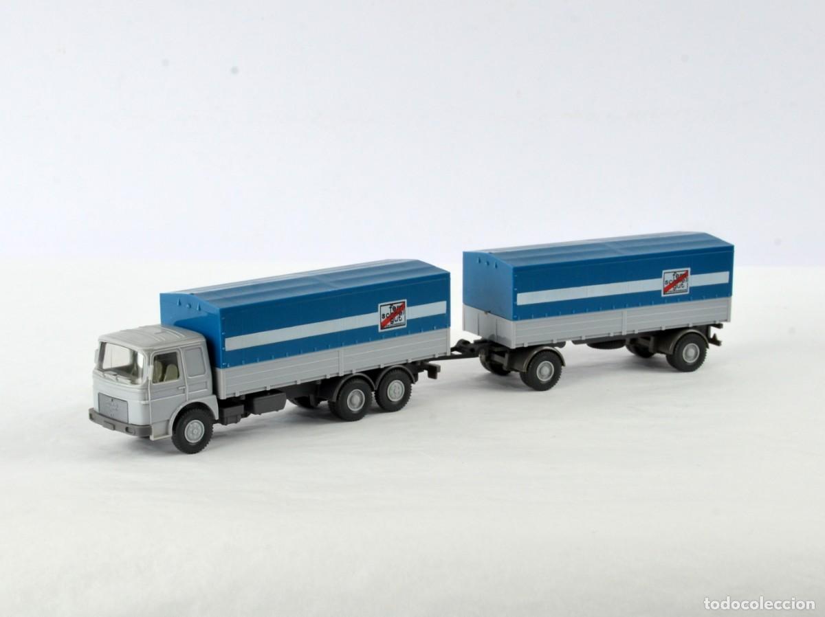 Coches a escala: Wiking Escala 1:87 H0 Cami&oacute;n MAN F8 con Remolque fern schnell gut