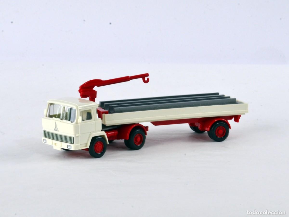Coches a escala: Wiking Escala 1:87 H0 Cami&oacute;n Articulado Magirus Deutz 135 D11FS c0n Gr&uacute;a Impecable