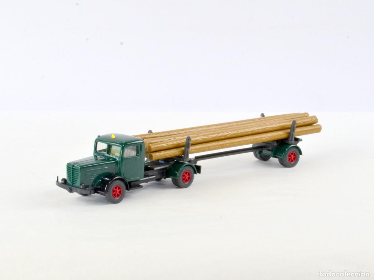 Coches a escala: Wiking Escala 1:87 H0 Cami&oacute;n Articulado B&uuml;ssing 8000 Transporte de Madera Impecable con Caja