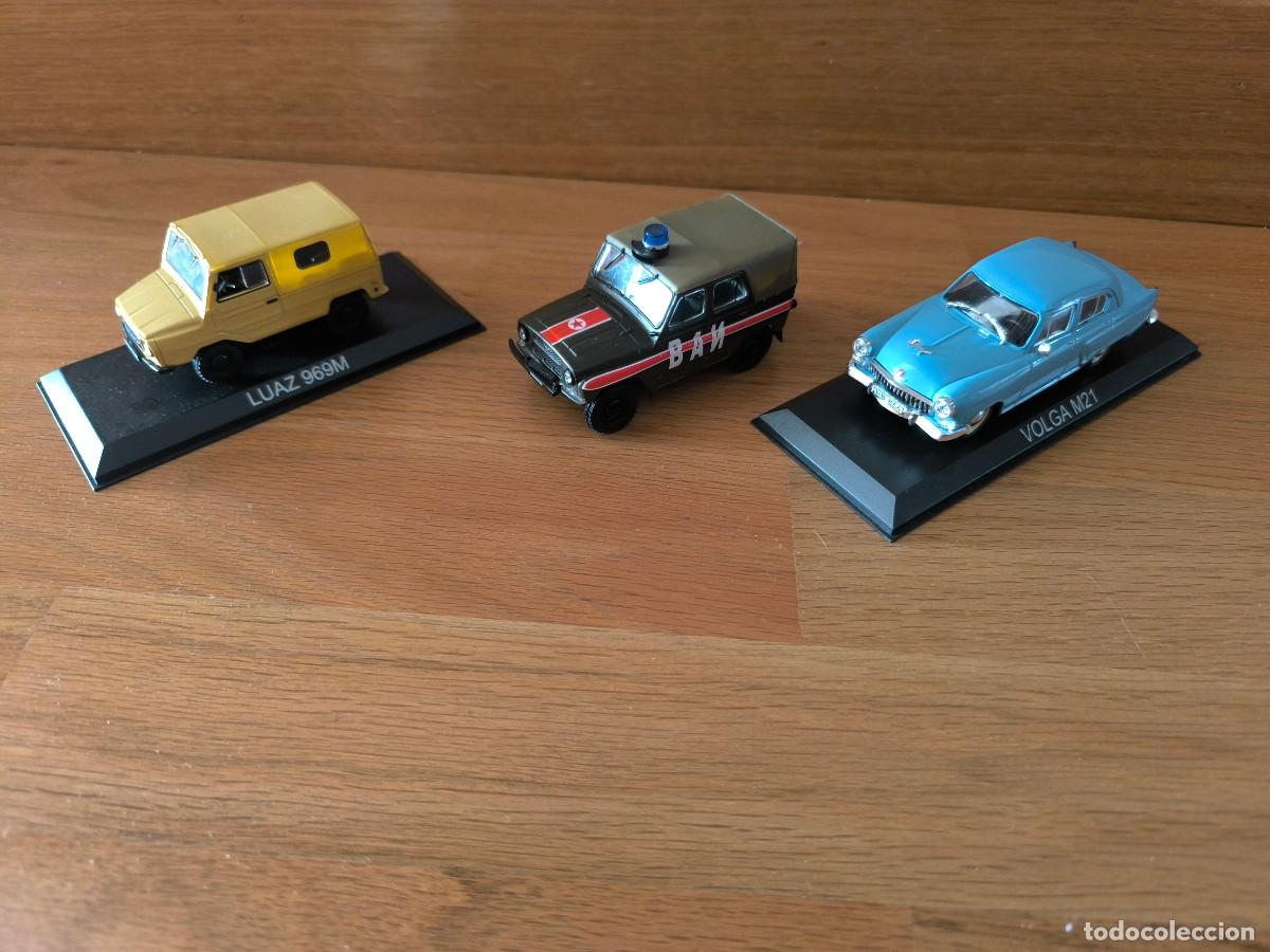 Carros em escala: 3 VEH&Iacute;CULOS; VEHICULO MILITAR RUSO, 2 COCHES RUSOS