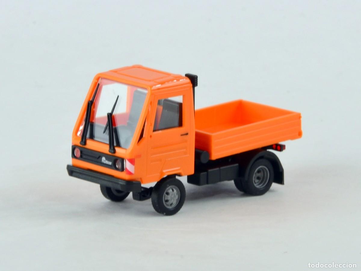 Coches a escala: Busch Escala 1:87 H0 Multicar M26 Volquete Naranjo Impecable con Caja