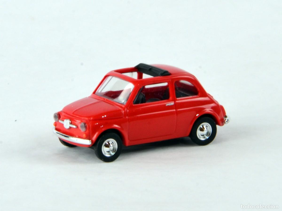Coches a escala: Busch Escala 1:87 H0 Fiat 500 Rojo Techo Solar Abierto Impecable con Caja