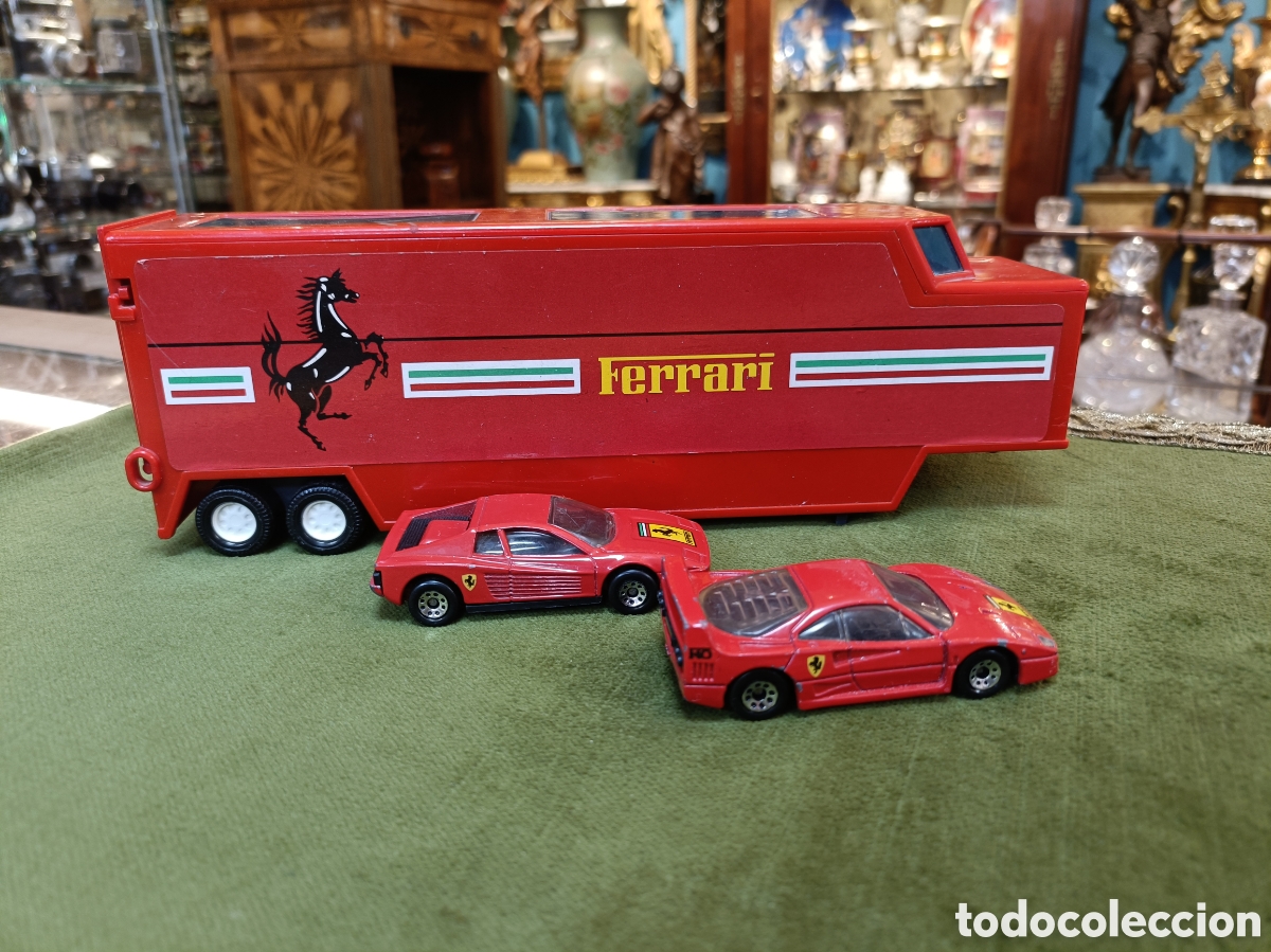 Coches a escala: Cami&oacute;n de transporte del equipo de carreras Ferrari Guisval cl&aacute;sico - Modelo a escala de los a&ntilde;os 80