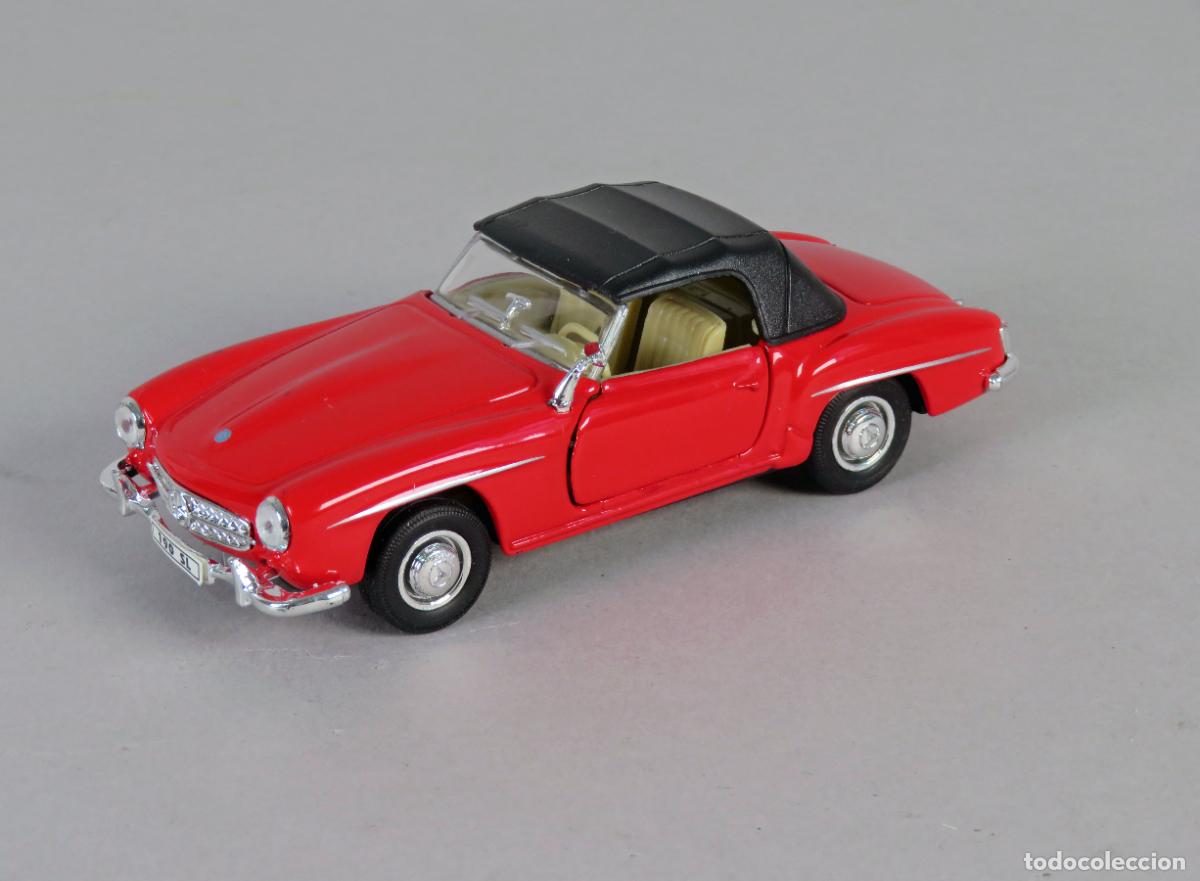 Coches a escala: Mercedes Benz 190 SL Welly 1/38 color rojo negro