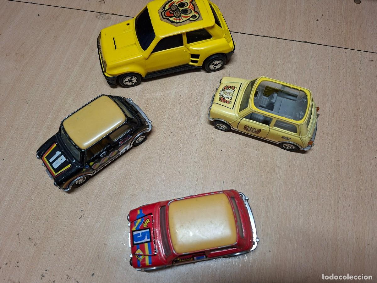 Coches a escala: 4 Coches Vintage Metal y Pl&aacute;stico - Renault 5 Joustra + 3 Minis