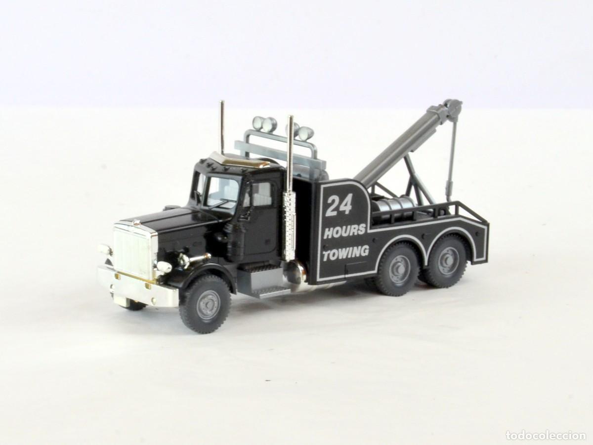 Coches a escala: Wiking Escala 1:87 H0 Cami&oacute;n Gr&uacute;a Peterbilt 359 24 Hours Towing con Caja