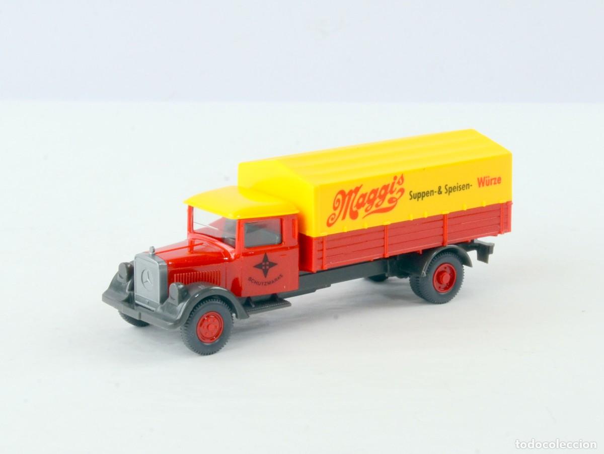 Coches a escala: Wiking Escala 1:87 H0 Cami&oacute;n Mercedes Benz L2500 Maggi&acute;s Impecable